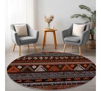 Rond Tapis Salon Plusieurs Motifs Texturés Dans L'Art Africain 60 cm Rond Tapis Intérieur Extérieur Dessous antidérapant Moquette Nettoyage FacileBrun Café, Moquette pour Salon Chambre Salle à Mange