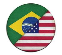 Rond Tendance, Circulaire Lavable, décoration pour canapé, Chambre à Coucher, Drapeau Grunge américain du Brésil et des États-Unis