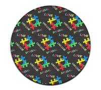 Rond Tendance, Circulaire Lavable, décoration pour canapé, Chambre à Coucher, Tapis coloré de Sensibilisation à l'Autisme, pièces de Puzzle en Forme de cœur Noir