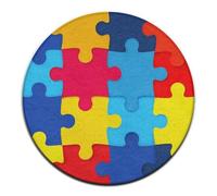 Rond Tendance pour Homme, Circulaire, décoration pour canapé, Chambre à Coucher, Motif Puzzles colorés, Sensibilisation à l'Autisme