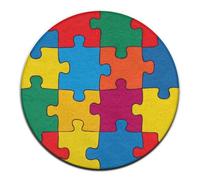 Rond Tendance pour intérieur et extérieur, Motif Puzzles colorés pour la Sensibilisation à l'Autisme, Grand décoratif pour canapé, Yoga Lavable