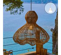 Lumisky Suspension RONDA NOMAD en rotin naturel style bohème avec ampoule LED blanc/RGB nomade