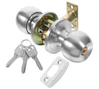 Ronde Bouton Serrure Verrouillage Porte Poignée de porte en acier inoxydable avec clé, verrouillable, for chambre à coucher, salle bain, intérieur, durable, antirouille, serrure , bouton tournant
