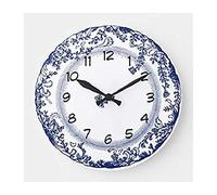 Ronde Cuisine Horloge Assiette De Delft Bleue Vintage Pendule Murale sans Tic-Tac Horloge Silencieuse Décoration D'Intérieur pour Bureau Bar Salon