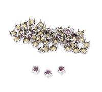 Ronde Griffe Strass Nailhead, Mode DIY Nailhead Clous Punk Spike Rivet Décoratif Cristal Perle Cuir Artisanat Tête Clou Bricolage Goujons Diamant Préréglé Embellissement Travail Argent 50Pcs 7MM
