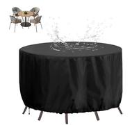 Ronde Housse de Meubles de Jardin 150x45cm, 420D Tissu Oxford Bâche Table Imperméable, Coupe-Vent, Anti-UV, Protection Patio Exterieur, Noir