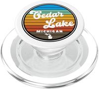 Ronde rétro Vintage Cedar Lake Area in Michigan MI Graphic PopSockets PopGrip pour MagSafe