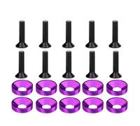 Rondelle conique sphérique en alliage d'aluminium coloré M6 DIN7991, boulon hexagonal concave for modification de moteur de pare-chocs(M6-purple(10set))