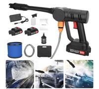Rondelle de pression sans fil 24V, pulvérisateur lavage voiture en mousse portable, moteur turbo 50bar / 725psi 300W avec buse réglable, pour les voitures et vélos, nettoyage moto, cadeau papa Noir