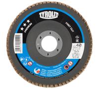 Rondelle éventail TYROLIT DxH 115x22,2 FASTCUT pour acier & inox, P80, forme : 27A - version déportée (version corps support en fibre de verre), art. 160235 x10 morceau