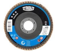 Rondelle éventail TYROLIT DxH 115x22,2 Pour acier, P120, Forme : 27A - Exécution déportée (exécution du corps de support en fibre de verre), Art. 668633 x10 morceau