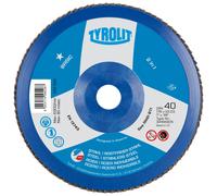 Rondelle éventail TYROLIT DxH 115x22,23 2en1 pour acier & acier inoxydable, P60, forme : 28N - version droite (corps de support en plastique), art. 34318569 x10 morceau