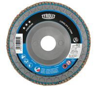 Rondelle éventail TYROLIT DxH 115x22,23 LONGLIFE C-TRIM pour acier et inox, P40, forme : 28N - version droite (corps support en plastique), art. 34239191 x10 morceau