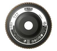 Rondelle éventail TYROLIT DxH 115x22,23 LONGLIFE pour acier, P40, forme : 28N - version droite (corps de support en plastique), art. 34063393 x10 morceau