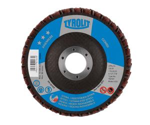 Rondelle éventail TYROLIT DxH 125x22,23 COMBI pour acier et inox, P120, forme : 27 - version déportée, art. 742168 x5 morceau