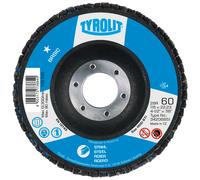 Rondelle éventail TYROLIT DxH 125x22,23 Pour acier, P60, Forme : 28A - version droite (version corps support en fibre de verre), Art. 34206860 x10 morceau