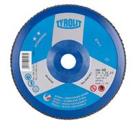 Rondelle éventail TYROLIT DxH 178x22,2 2en1 pour acier et inox, P40, forme : 28N - version droite (corps de support en plastique), art. 34704818 x10 morceau