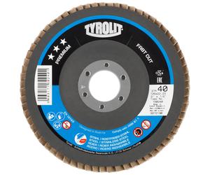 Rondelle éventail TYROLIT DxH 178x22,2 FASTCUT pour acier & inox, P60, forme : 27A - version déportée (version corps support en fibre de verre), art. 160246 x10 morceau