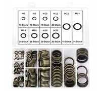 Rondelle Plate avec Lèvre en Caoutchouc,150 pièces Rondelles caoutchouc metal Pour Presses Hydrauliques, Tuyaux, Bouchons de Vidange D'huile Automobile, Cylindres, 10 Tailles