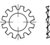 Rondelles à dents intérieurs TOOLCRAFT DIN6797 Acier à ressort galvanisé Ø28mm 100pcs