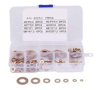 Rondelles de boulon, 180pcs M2 / M2.5 / M3 / M4 / M5 / M6 / M8 / M10 Assortiment de kit de rondelle plate ronde en laiton avec boîte
