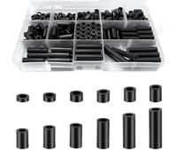 Rondelles d'Espacement Rondes 320 Pcs,Rondelles d'Espacement Noires en ABS,Entretoises Rondes d'Isolation, Non Filetées Kit d'Assortiment d'Entretoises Rondes pour Vis M3 M4 avec Boîte de Rangement