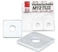Rondelles metal M12 DIN436, 2 Pièces, acier zingué, rondelle carrées plates pour vis M12 et boulons et écrous, rondelles de sécurité carrée robuste durable
