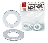 Rondelles metal M24 DIN125, 10 Pièces, acier zingué, rondelle plates standard pour vis M24 et boulons et écrous, rondelles de sécurité plate robuste durable