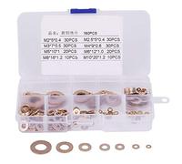 Rondelles plates, 180pcs M2/M2.5/M3/M4/M5/M6/M8/M10 Kit de rondelles plates en laiton assorties avec boîte