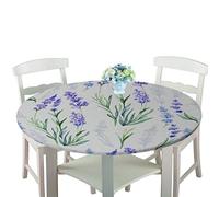 Rondes Imperméable Nappe avec Bord élastique, Treer 3D Anti-Taches Lavable Entretien Facile Nappes avec Plante Imprimé Nappe de Table pour Cuisine Picnic Party Jardin Table (Lavande,180cm)