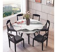 Rondes Imperméable Nappe avec Bord élastique, Treer Anti-Taches Lavable Entretien Facile Nappes Imprimé Fleur Plante 3D Nappe de Table pour Cuisine Picnic Party Jardin (Montagne,130cm)