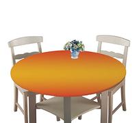Rondes Imperméable Nappes avec Bord Élastique, Treer 3D Polyester Anti-Taches Lavable Linge de Table avec Couleur Unie Imprimé Rondes Nappe de Table pour Cuisine Jardin (Orange,Diamètre 120cm)