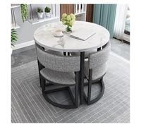 Rondes Table Chaise Encastrable, Table De Réception Et Combinaison De Chaises, Table Ronde Salle Manger Avec 4 Chaises, Patio Table Ronde Et Chaises, Pour Cuisine, Balcon, Salon, Café, Bureau(Gray lin