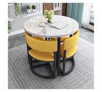 Rondes Table Chaise Encastrable, Table De Réception Et Combinaison De Chaises, Table Ronde Salle Manger Avec 4 Chaises, Patio Table Ronde Et Chaises, Pour Cuisine, Balcon, Salon, Café, Bureau(Yellow)