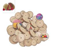 Rondin de Bois,100 Pcs Rondin Rondelle Rond en Bois Craft Wood,Tranches de Naturel pour DIY,Pour Décoration de Mariage,Noël,Peinture et Pyrogravure,Cadeaux Artisanat
