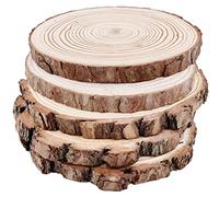 Rondin de Bois 18-20cm sans Trou 5 Pcs Tranches de Bois Naturel Convient pour Decoration Noel Bois, Marque Place Mariage, Pyrograveur Bois