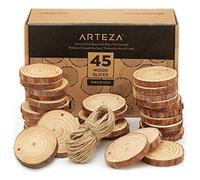 Rondin de Bois Arteza (45 pièces) avec écorce de pin naturel non traité 6,1 cm - 7,1 cm de diamètre superbe surface lisse et 15 m de ficelle en jute pour les arts, artisanat, mariages, ornements