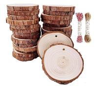 Rondin de Bois avec Trou Diamètre 5-6cm 40 Pcs Tranches de Bois Naturel Convient pour Decoration Noel Bois, Marque Place Mariage, Pyrograveur Bois,pour arts et travaux manuels de Noël