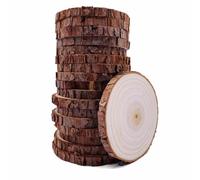 Rondin de Bois sans Trou 20Pcs Diamètre 9-10cm Tranches de Bois Naturel Convient pour Decoration Noel Bois Marque Place Mariage Pyrograveur Bois…
