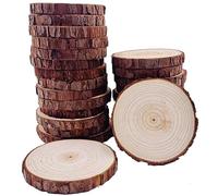 Rondin de Bois sans Trou 25 Pcs Diamètre 8-9cm Tranches de Bois Naturel Convient pour Decoration Noel Bois Marque Place Mariage Pyrograveur Bois