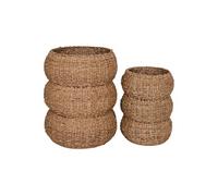 RONDO - Lot de 2 Cache-Pots en Fibre Naturelle Tressée -