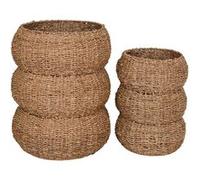 RONDO - Lot de 2 Cache-Pots en Fibre Naturelle Tressée -