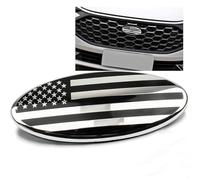 Rondrive 12,5 cm Siber Couvre-emblème adapté pour Ford Kuga Mustang Focus Fiesta Puma C-Max S-Max avant arrière drapeau américain design logo autocollant calandre hayon insigne emblème décoration