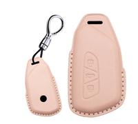 Rondrive Coque de clé à 3 boutons compatible avec Volkswagen Golf 8 2020-2026 - Porte-clés de voiture en cuir fait à la main pour VW ID.3 ID.4 ID6 - Rose pastel