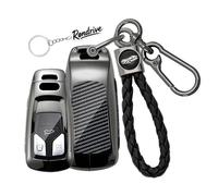 Rondrive Coque de clé compatible avec Audi A4 S4 RS4 B9 A5 F5 S5 RS5 A6 A7 C8 A8 S8 D5 Q2 Q5 SQ5 FY - Boîtier en métal - Porte-clés 3 boutons - Fibre de carbone - Noir