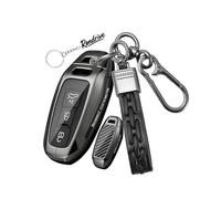 Rondrive Coque de ompatible avec Audi A5 B10 S5 A6 C9 S6 Q5 SQ5 Q6 SQ6 Hybrid SUV 2025 2026 Étui à clés en métal Boîtier de clé Porte-clés 3 boutons Fibre de carbone Noir