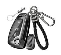 Rondrive Coque de ompatible avec Audi Q3 Sportback RSQ3 8U 2025 A1 8X A3 8V 8P Q2 Q7 A6 C6 4F, boîtier de n métal, porte-clés 3 boutons en fibre de carbone, noir