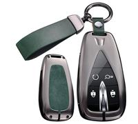 Rondrive Coque de clé compatible avec Changan CS35 CS55 CS75 Plus Eado UNI-T UNI-K Coque de clé de voiture en métal et cuir pour Oushang X5 X8 EV, vert