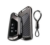 Rondrive Coque de clé compatible avec VW Golf 8 ID.3 ID.4 GTX ID.5 ID.6 ID.7 Passat B9 Multivan T7 2025 2024 Texture fibre de carbone Coque de clé de voiture Métal Protection Cover Porte-clés 3/4/5