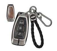 Rondrive Coque de onvient pour Ford Puma Gen-E 2025 Fiesta ST MK7 MK8 Kuga MK3 2023 ST line Focus ST MK4 Grand C-Max Métal Cuir Coque de e voiture Porte-clés C Marron